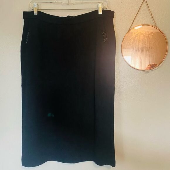 St. John knits evening Black pencil skirt, size 12. - Picture 2 of 10